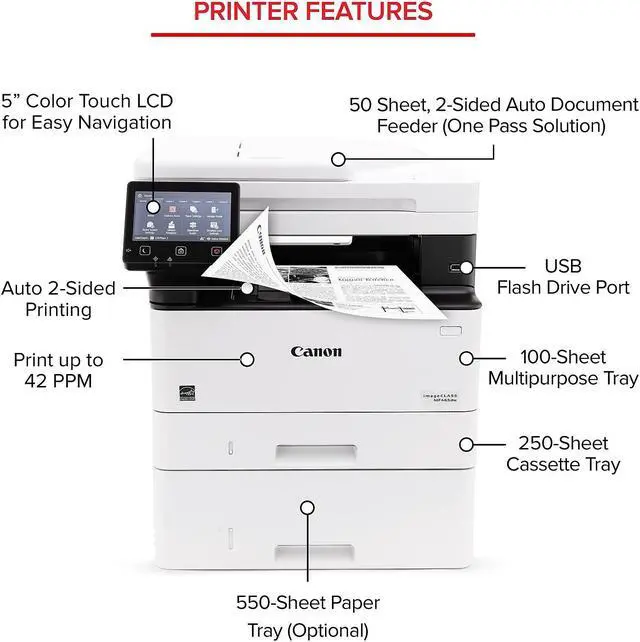 Alt view image 8 of 18 - Canon imageCLASS MF465dw Multifunction Monochrome Laser Printer 5951C005