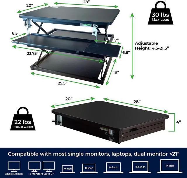 Alt view image 5 of 13 - CHANGEdesk Adjustable Standing Desk Converter - Tall Standing Desk Adjustable Height Converter 4.5"-21.5" - Durable Ergonomic Sit Stand Desk Converter with Mouse Pad stand up desk riser computer riser