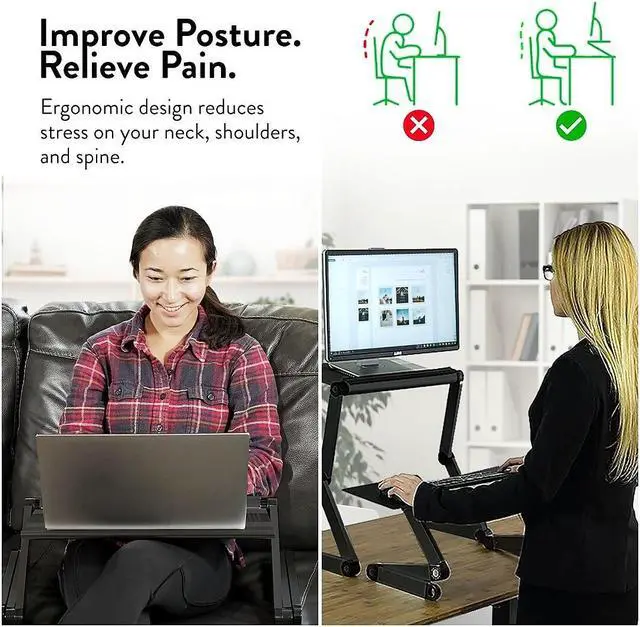 Alt view image 7 of 8 - WorkEZ Executive Laptop Stand for Desk Adjustable Height computer lap desk for laptop aluminum laptop cooling stand adjustable laptop desk for bed portable laptop stand ergonomic laptop holder desk