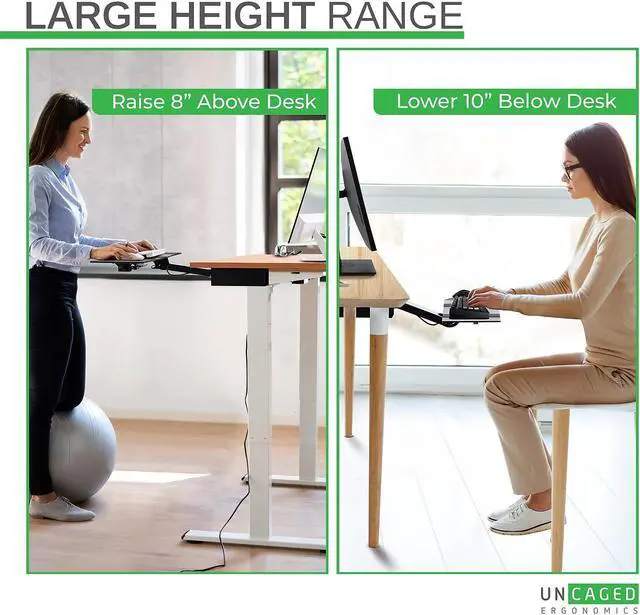 Alt view image 3 of 8 - KT2 Keyboard Tray Under Desk Adjustable Height - Standing Desk Keyboard Tray Sit Stand Keyboard Drawer under desk slide out best Under Desk Keyboard Tray slide out with Mouse Pad keyboard holder