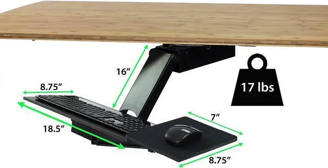 Alt view image 4 of 8 - KT2 Keyboard Tray Under Desk Adjustable Height - Standing Desk Keyboard Tray Sit Stand Keyboard Drawer under desk slide out best Under Desk Keyboard Tray slide out with Mouse Pad keyboard holder