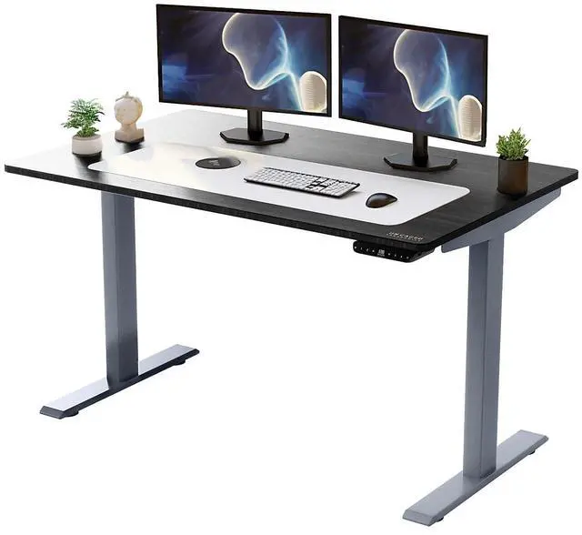 Main image of Rise UP Electric Standing Desk adjustable height desk 24-49" dual motor one piece 60x30" bamboo desktop height adjustable desk adjustable standing desk stand up desk sit to stand desk rising desk
