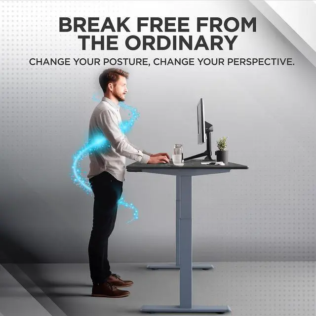 Alt view image 2 of 7 - Rise UP Electric Standing Desk adjustable height desk 24-49" dual motor one piece 60x30" bamboo desktop height adjustable desk adjustable standing desk stand up desk sit to stand desk rising desk