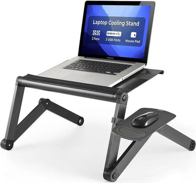 Main image of WorkEZ Cool Laptop Cooling Stand - Portable Laptop Stand with FAN USB PORTS MOUSE PAD adjustable laptop desk for bed computer lap desk for laptop riser for desk foldable laptop holder for bed fans