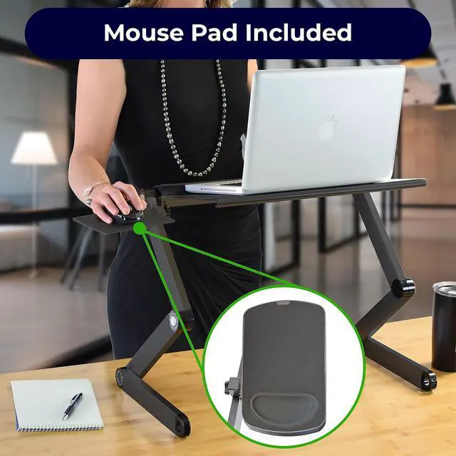 Alt view image 4 of 7 - WorkEZ Cool Laptop Cooling Stand - Portable Laptop Stand with FAN USB PORTS MOUSE PAD adjustable laptop desk for bed computer lap desk for laptop riser for desk foldable laptop holder for bed fans