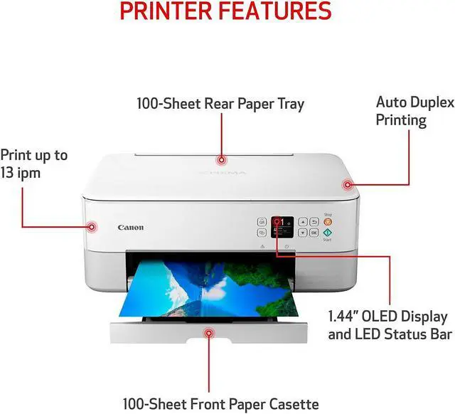 Alt view image 11 of 17 - Canon PIXMA TS6420a USB / Wi-Fi InkJet MFC / All-In-One Color White Wireless Office All-In-One Printer