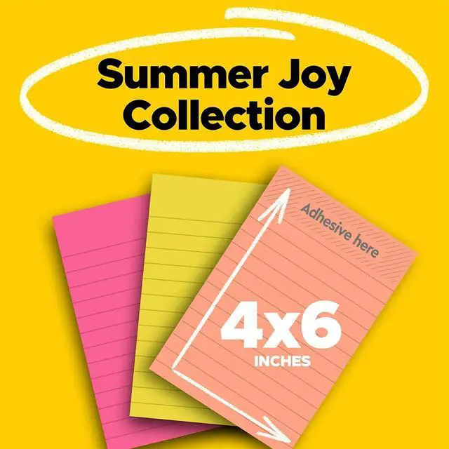 Alt view image 3 of 7 - 3M Post-it Note Pads Summer Joy Collection Colors 90 Sheets/Pad 3Pk 7100269358