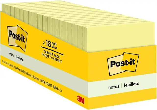 Alt view image 20 of 20 - 3M 65418CP Cabinet Pack  3 x 3  Canary Yellow  18 90-Sheet Pads Pack