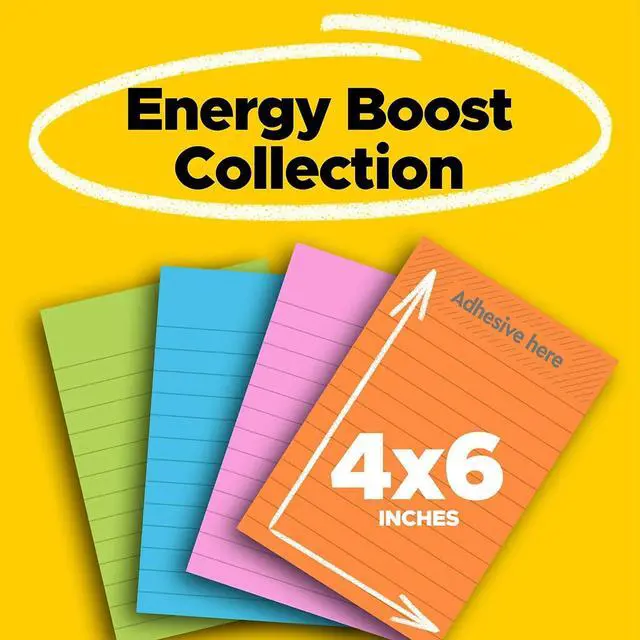 Alt view image 3 of 8 - 3M 66024SSAUCP Super Sticky 4" x 6" List Notes, Rectangle, 45 Sheets per Pad, Multicolor, 24 / Pack