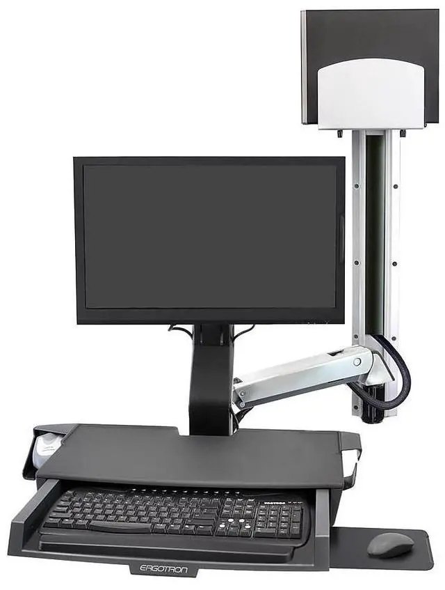 Alt view image 2 of 5 - Ergotron StyleView Wall Mount for Monitor Keyboard Bar Code Scanner CPU Mouse Wrist Rest Polished Aluminum 45595026