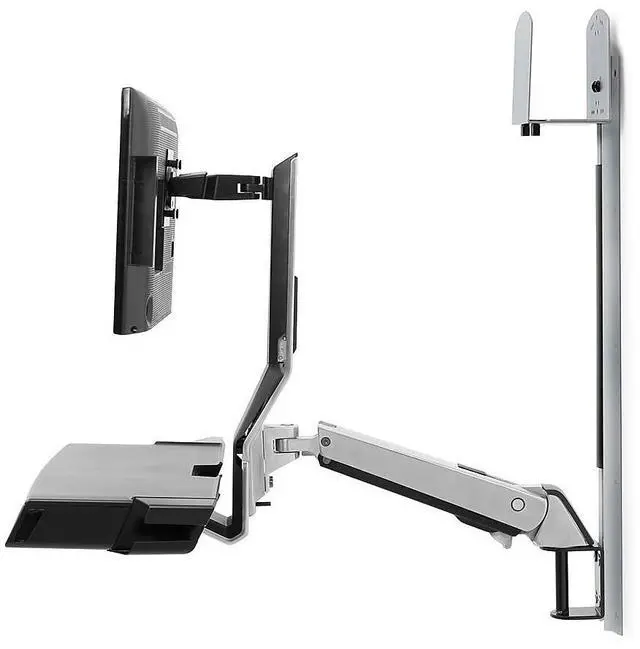Alt view image 4 of 5 - Ergotron StyleView Wall Mount for Monitor Keyboard Bar Code Scanner CPU Mouse Wrist Rest Polished Aluminum 45595026