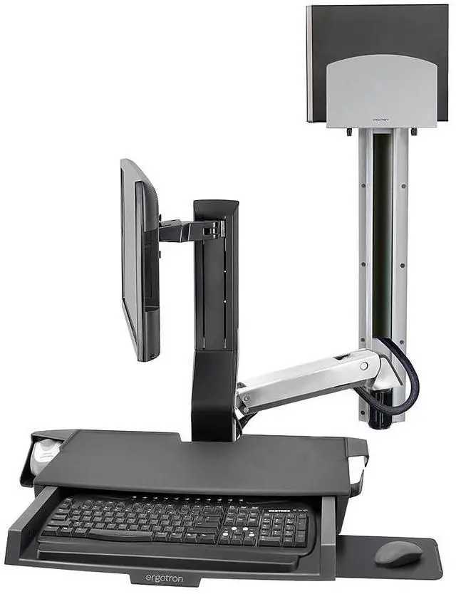 Alt view image 3 of 5 - Ergotron StyleView Wall Mount for Monitor Keyboard Bar Code Scanner CPU Mouse Wrist Rest Polished Aluminum 45595026