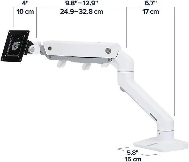 Alt view image 20 of 20 - Ergotron Mounting Arm for Monitor, Curved Screen Display, LCD Display - White