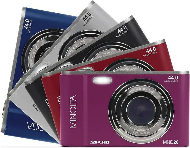Alt view image 10 of 18 - Minolta MND20-S MND20 16x Digital Zoom 44 MP/2.7K Quad HD Digital Camera (Silver)