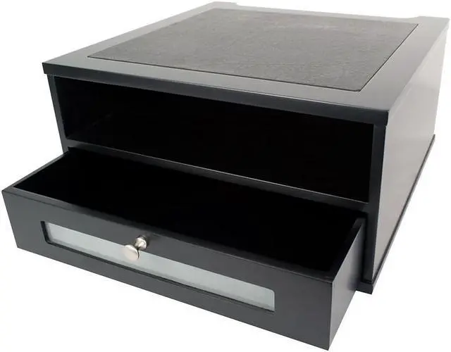 Alt view image 16 of 16 - Victor Wood and Metal Desktop Monitor Stand 13 x 13 x 6 1/2 Black 11755