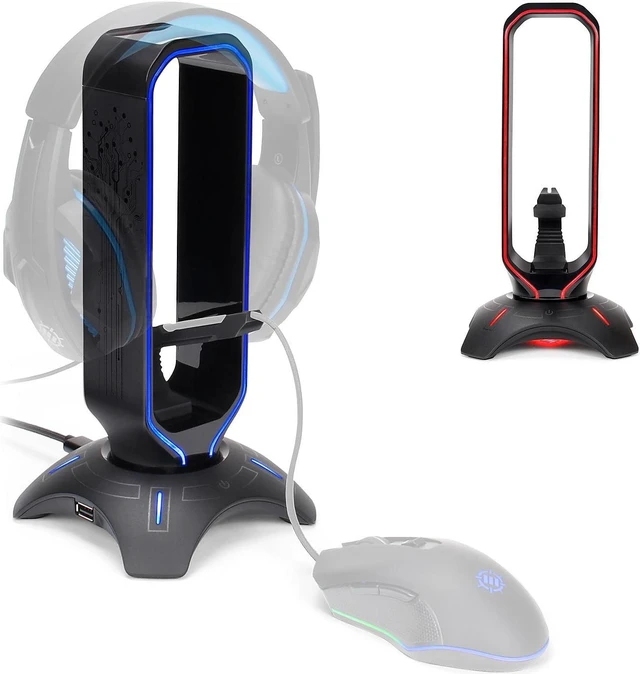Main image of ENHANCE ENPCGXH100BKWS 3-in-1 Headset Stand with RGB Colors USB Powered Black 5871344