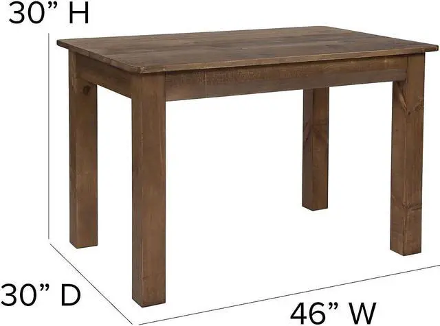 Alt view image 9 of 20 - 46" x 30" Rectangular Antique Rustic Solid Pine Farm Dining Table