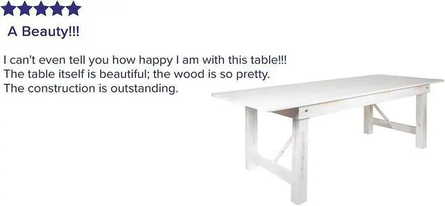 Alt view image 9 of 13 - HERCULES Series 8' x 40" Rectangular Antique Rustic White Solid Pine Folding Farm Table