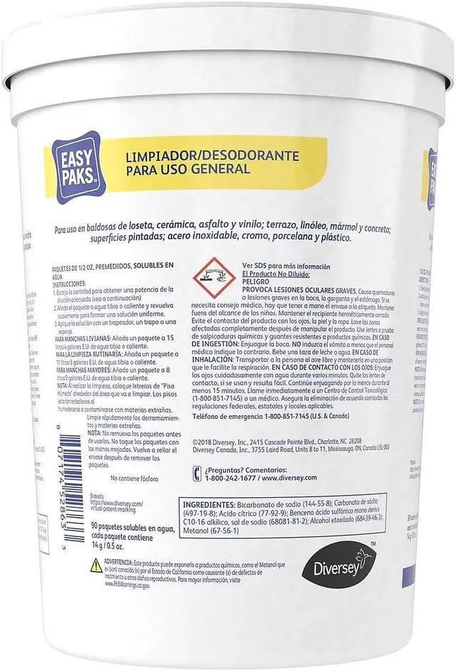 Alt view image 4 of 5 - Easy Paks All-Purpose Cleaner/Deodorizer 90 .5 oz Packets/Tub 2 Tubs/Carton 990651