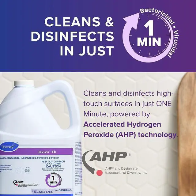 Alt view image 9 of 10 - Diversey 100898636 Cleaner and Disinfectant, 1 Gal.,PK4