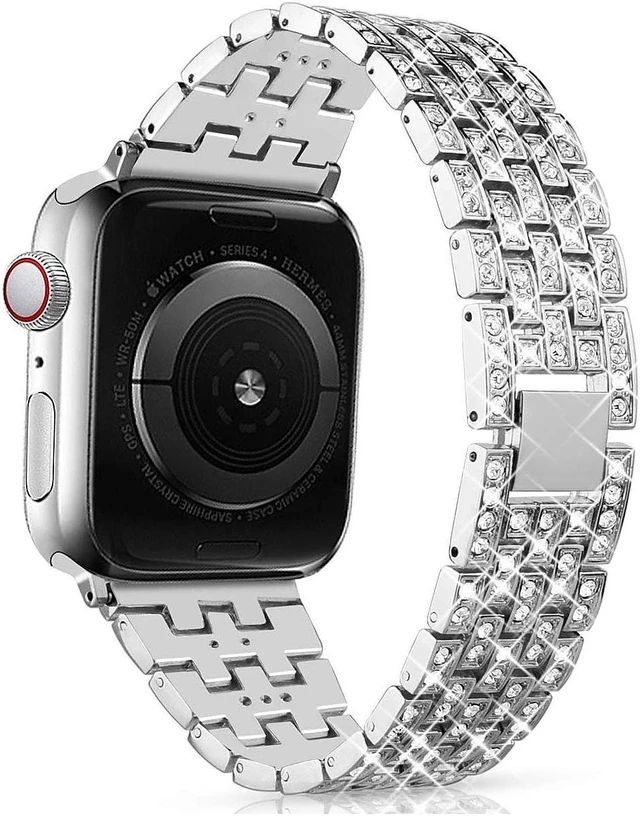 Alt view image 2 of 7 - Worryfree Gadgets Full Bling Metal Wristband for Apple Watch Silver 42/44/45mm (VLS1-2-ASLV45)