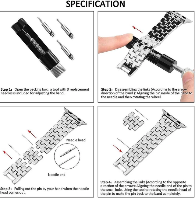 Alt view image 6 of 7 - Worryfree Gadgets Full Bling Metal Wristband for Apple Watch Silver 42/44/45mm (VLS1-2-ASLV45)