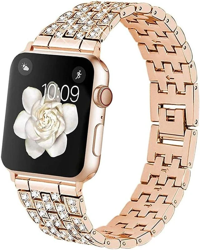 Main image of Worryfree Gadgets Full Bling Metal Wristband for Apple Watch Rose Gold 42/44/45mm (VLS1-2-ARGLD45)