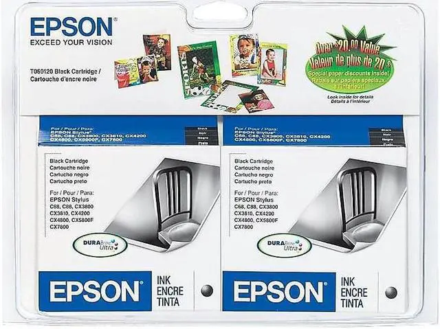 Main image of Epson 60 Black Ink Cartridges Standard Yield T060120-D1/D2
