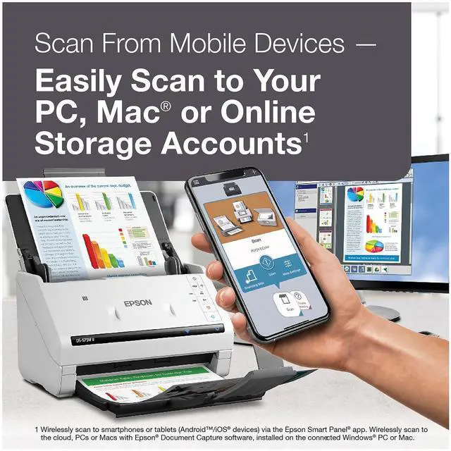 Alt view image 10 of 14 - Epson DS-575W II Contact Image Sensor CIS Duplex Document Scanner
