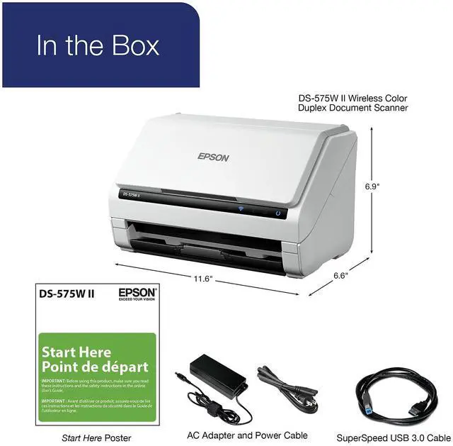 Alt view image 14 of 14 - Epson DS-575W II Contact Image Sensor CIS Duplex Document Scanner