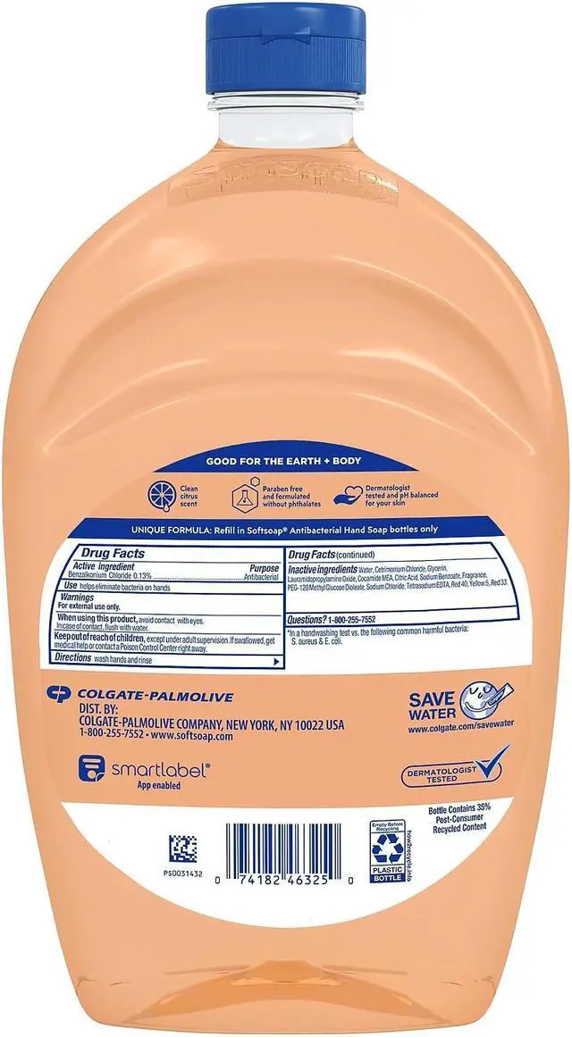 Alt view image 4 of 10 - Softsoap Antibacterial Liquid Hand Soap Refill for Dispenser Crisp Clean Scent 6/Carton (US05261ACT) 46325