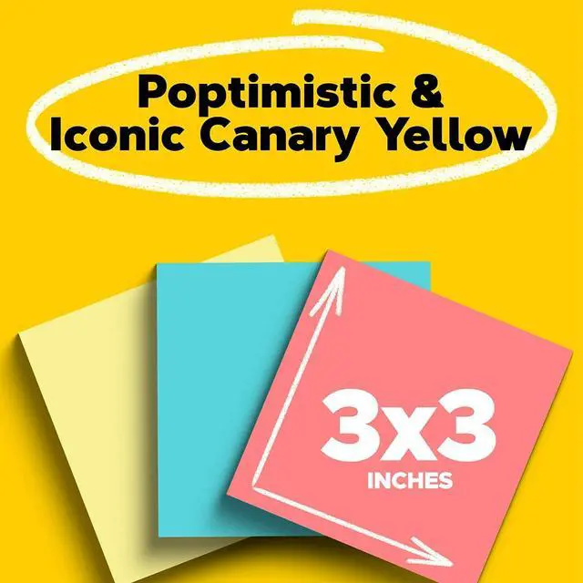 Alt view image 5 of 10 - 3M 65414YWM Note Pad Assortment, 3 x 3, 7 Canary Yellow & 7 Assorted Bright 100-Sheet Pads