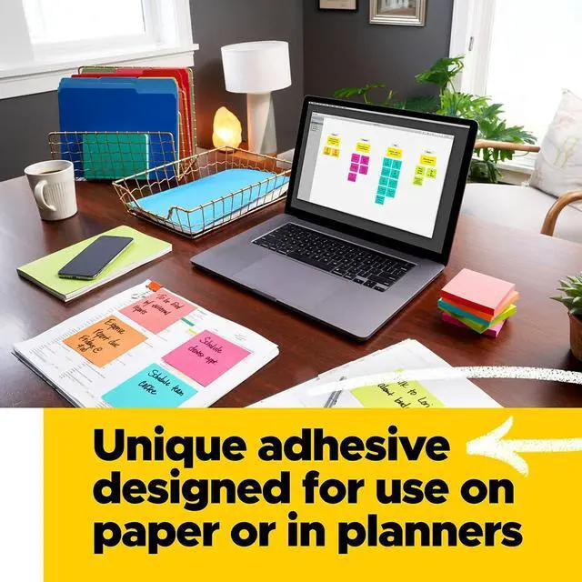 Alt view image 7 of 10 - 3M 65414YWM Note Pad Assortment, 3 x 3, 7 Canary Yellow & 7 Assorted Bright 100-Sheet Pads