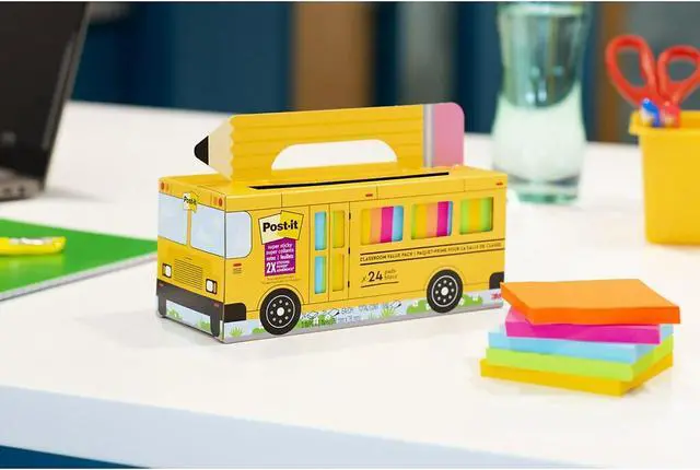 Alt view image 4 of 13 - Post-it Super Sticky Notes Bus Cabinet Pack Assorted Bright Colors 65 Sheets/Pad 24 Pads/Pack (654-24SSBUS) 65424SSBUS