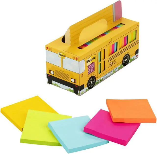 Alt view image 3 of 13 - Post-it Super Sticky Notes Bus Cabinet Pack Assorted Bright Colors 65 Sheets/Pad 24 Pads/Pack (654-24SSBUS) 65424SSBUS