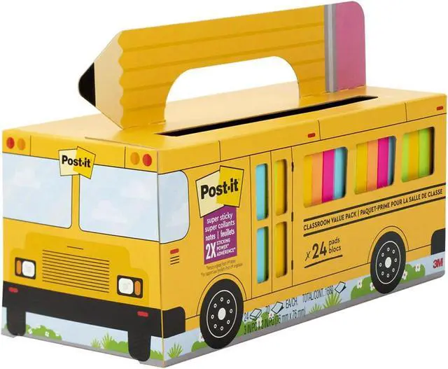 Alt view image 5 of 13 - Post-it Super Sticky Notes Bus Cabinet Pack Assorted Bright Colors 65 Sheets/Pad 24 Pads/Pack (654-24SSBUS) 65424SSBUS