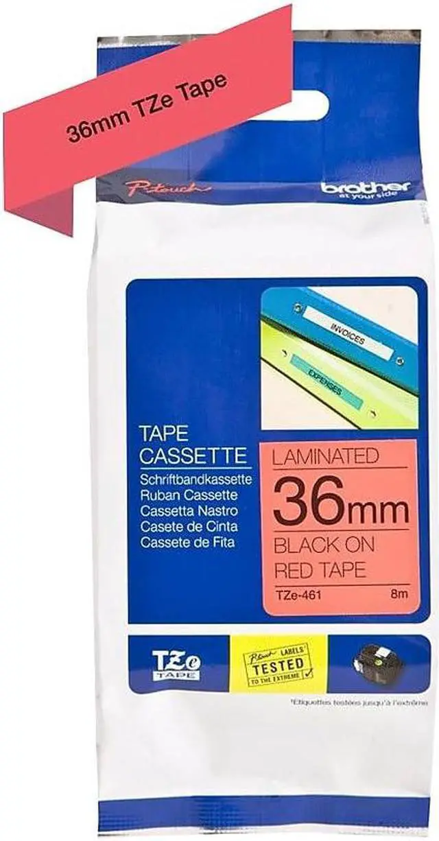 Alt view image 4 of 17 - Brother P-touch TZE-461 Label Maker Tape 1.42"W Black on Red TZE461CS