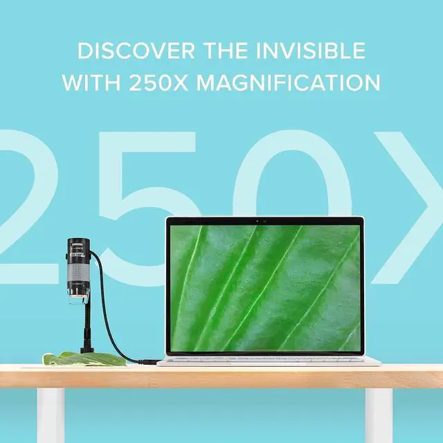 Alt view image 19 of 20 - Plugable USB 2.0 Digital Microscope with Flexible Arm Observation Stand Compatible With Windows, Mac, Linux (2MP, 250x Magnification)