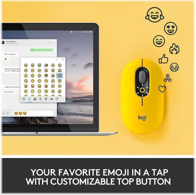 Alt view image 18 of 20 - Logitech POP Mouse with Customizable Emojis for Windows & Mac - Blast Yellow