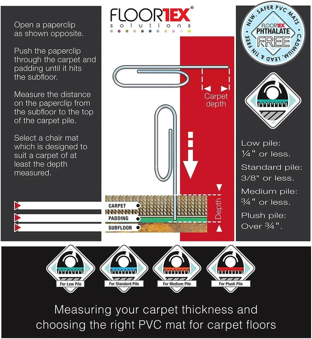 Alt view image 14 of 14 - Advantagemat® Vinyl Rectangular Chair Mat for Carpets up to 1/4" - 48" x 118", FR1130025EV