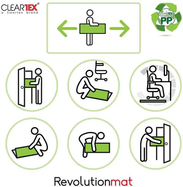 Alt view image 7 of 8 - Ecotex Floortex Revolutionmat 35" x 46" Rectangular Chair Mat for Carpets Polypropylene (NCMFLLGC0002)