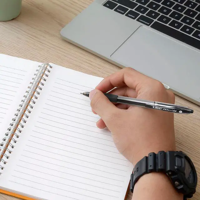 Alt view image 8 of 8 - BIC Velocity Ballpoint Pen Bold Point Blue Ink 4/Pack (VLGBP41-BLU) 859024