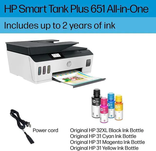 Alt view image 12 of 20 - HP Smart Tank Plus 651 Wireless All-in-One InkJet Printer, Color Mobile Print,