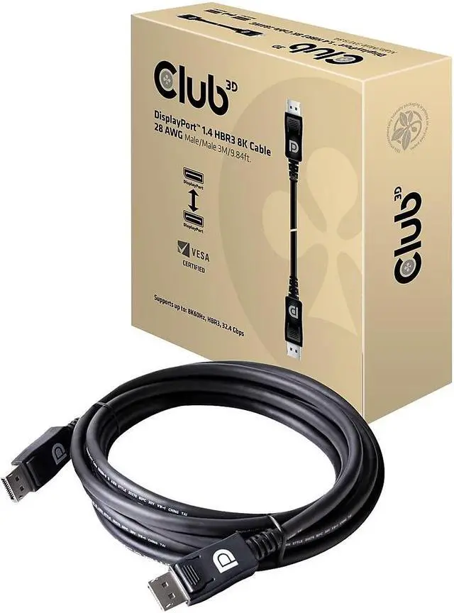 Alt view image 11 of 18 - Club 3D 9.84ft DisplayPort 1.4 HBR3 8K 28AWG Cable M/M - Black