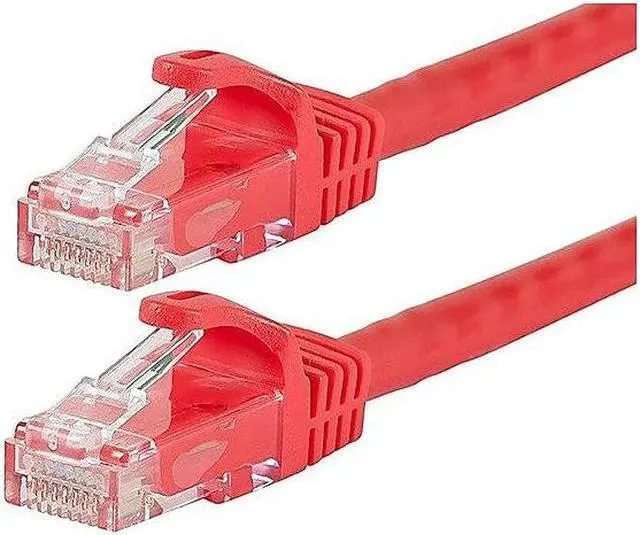 Alt view image 5 of 9 - Monoprice Cat6 Ethernet Patch Cable - 10 Feet - Red | Network Internet Cord - RJ45, Stranded, 550Mhz, UTP, Pure Bare Copper Wire, 24AWG - Flexboot Series