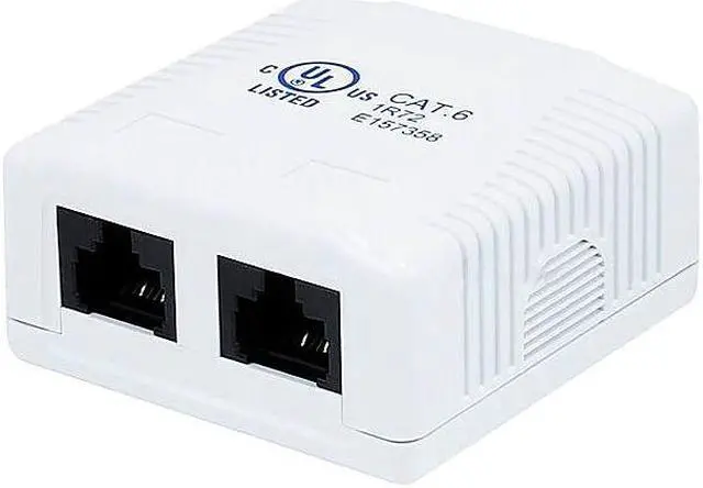 Alt view image 6 of 11 - Monoprice 2-port Cat6 Surface Mount Box - White