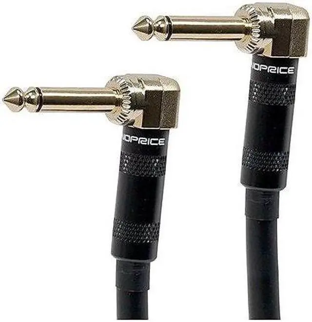 Alt view image 4 of 5 - Monoprice Premier Series 1/4 Inch (TS) Guitar Pedal Patch Cable Cord - 8 Inch - Black With Right Angle Connectors