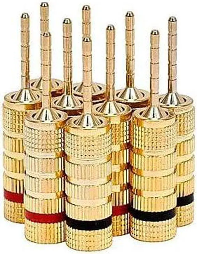 Alt view image 7 of 9 - Monoprice High Quality Gold Plated Speaker Pin Plugs - 5 Pairs - Pin Screw Type, For Speaker Wire, Home Theater, Wall Plates And More