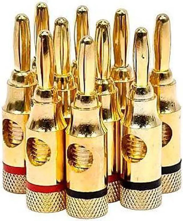 Alt view image 10 of 11 - Monoprice High Quality Gold Plated Speaker Banana Plugs – 5 Pairs – Open Screw Type, For Speaker Wire, Home Theater, Wall Plates And More