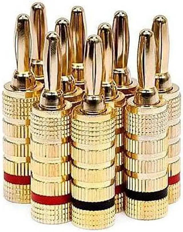 Alt view image 4 of 7 - Monoprice High Quality Gold Plated Speaker Banana Plugs – 5 Pairs – Closed Screw Type, For Speaker Wire, Home Theater, Wall Plates And More
